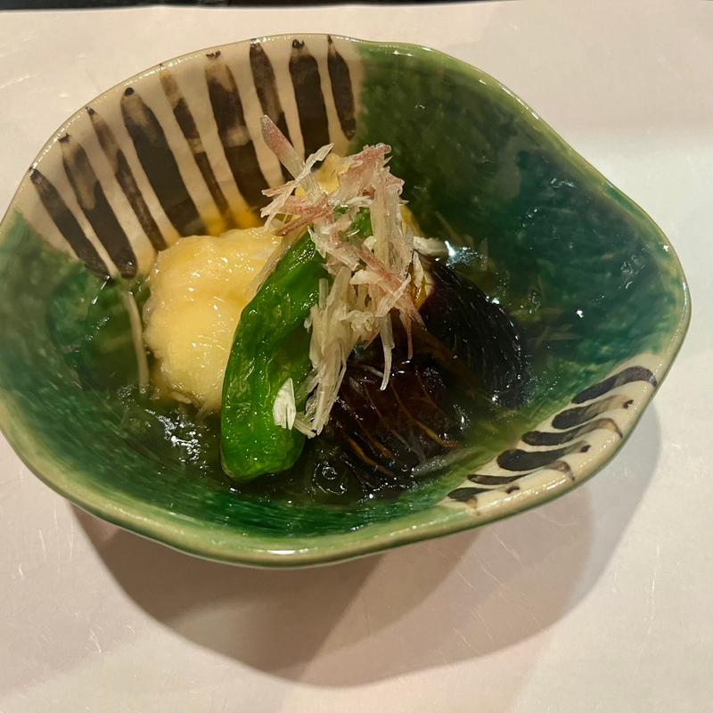 鱧と水茄子のみょうが餡掛け(多満喜)