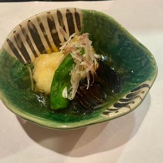 鱧と水茄子のみょうが餡掛け