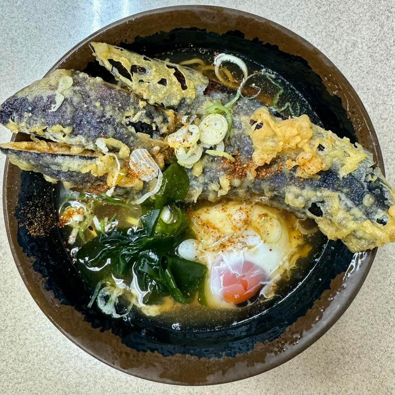 月見そば 長茄子天(肥後一文字や )