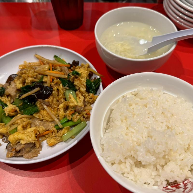 豚肉ときくらげ玉子炒め定食　餃子付(大阪王将歌舞伎町店)