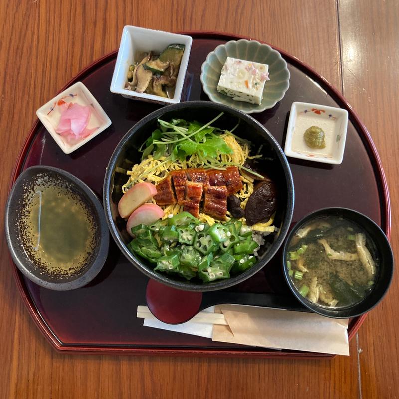 オクラ・ウナギ ひつまぶし(寒天茶房遊夢本店)