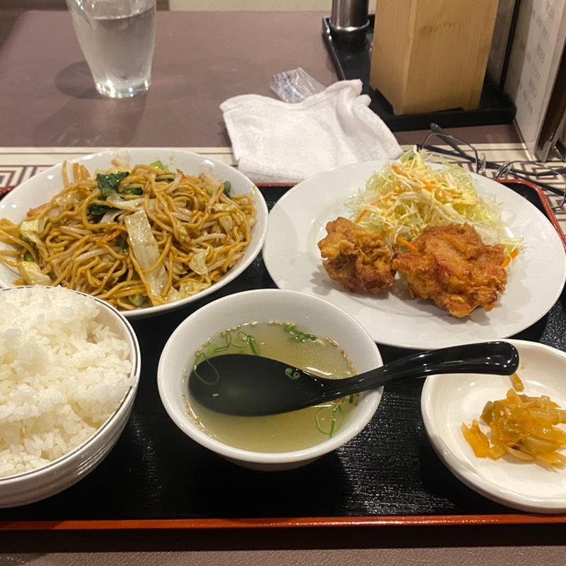 焼きそば定食(から揚げ付き)(深井 中華 龍運)