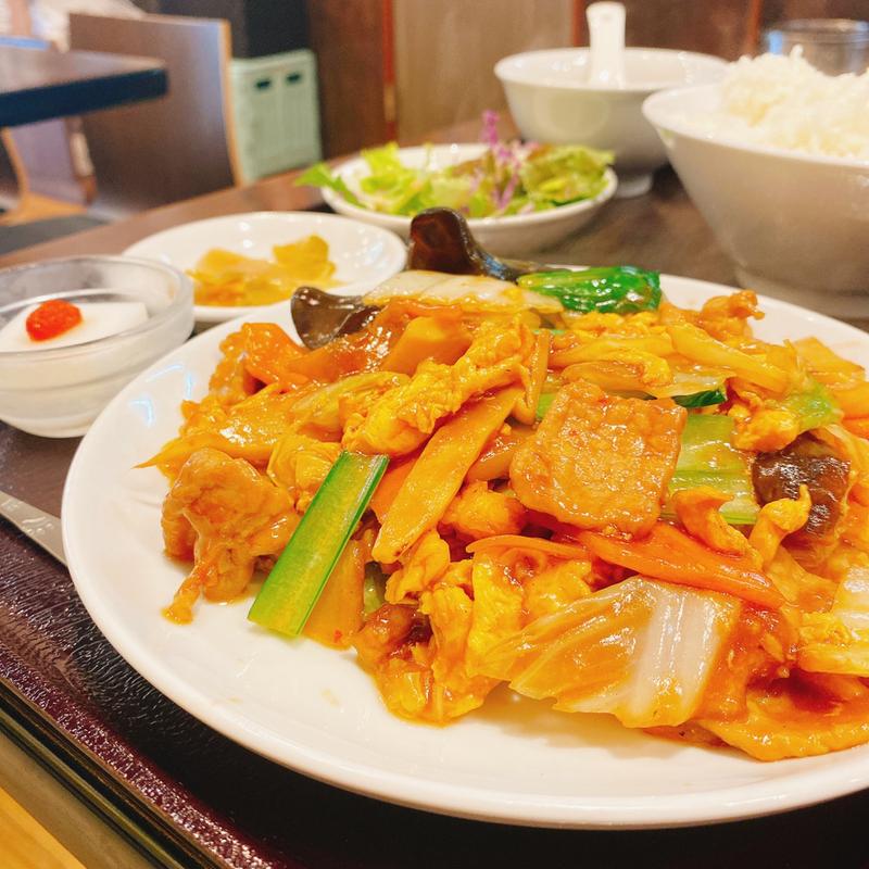 定食 豚肉ときくらげの卵炒め(中華料理 福和)