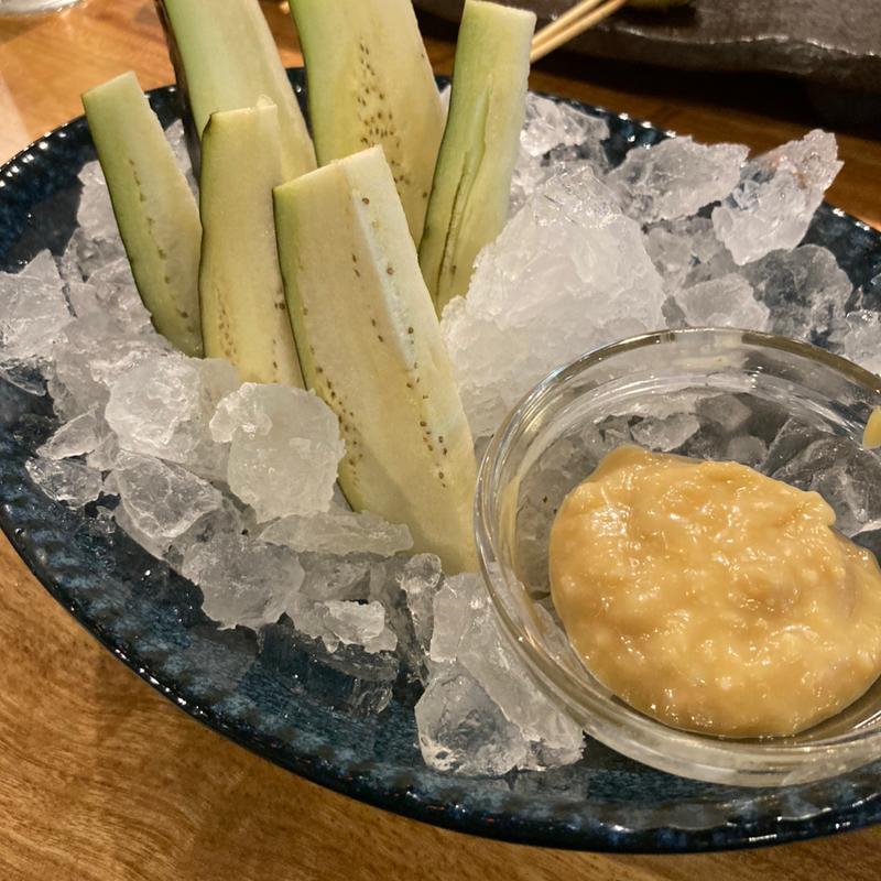 水茄子の刺身(やさい巻き串屋 ねじけもん 春吉)