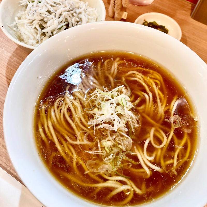 ガモーニング(かけそば＋しらすご飯)(ガモウスマイル)