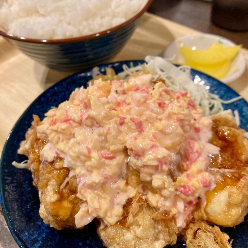 チキン南蛮定食(ご飯大盛り＋100円、紅生姜タルタル・甘酢＋50円)(チキン南蛮専門店 米泥坊)