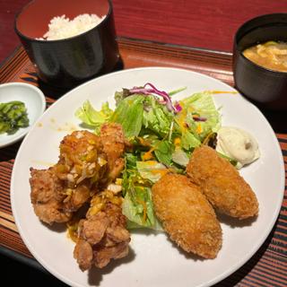 カキフライと油淋鶏定食(一の倉 八重洲店 )