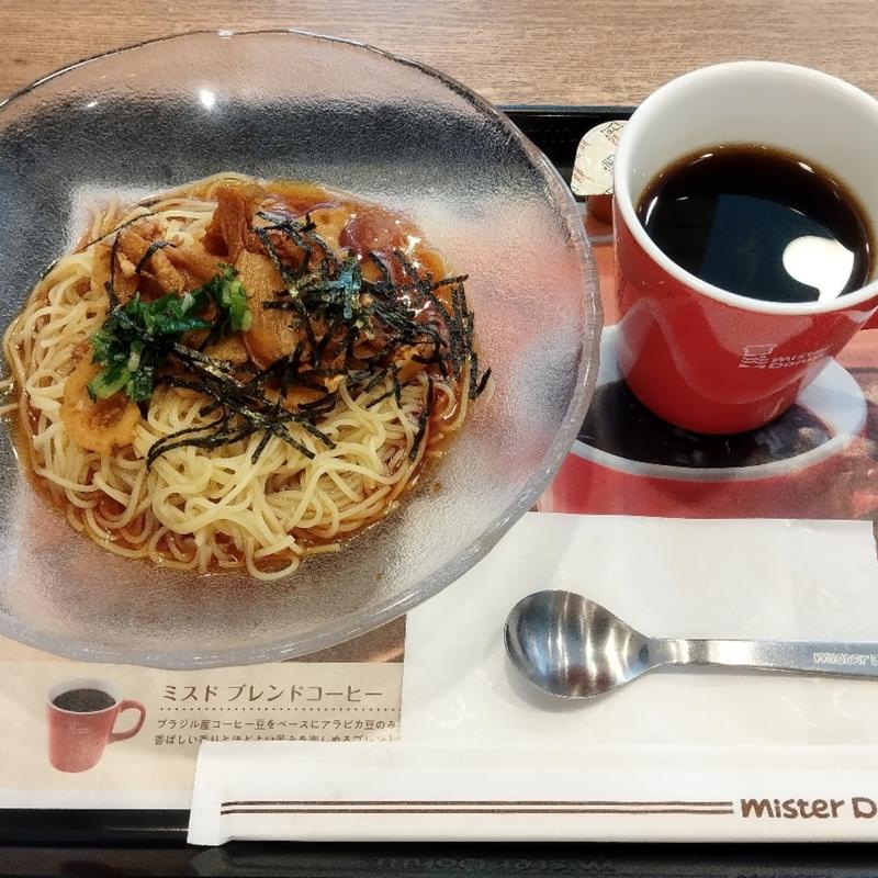 ミスド ドリンクセット(豚肉と根菜の甘辛涼風麺)(ミスタードーナツ 亀有駅前ショップ)