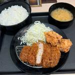 超厚切りロースかつ＆唐揚げ定食(松のや 中野坂上店)