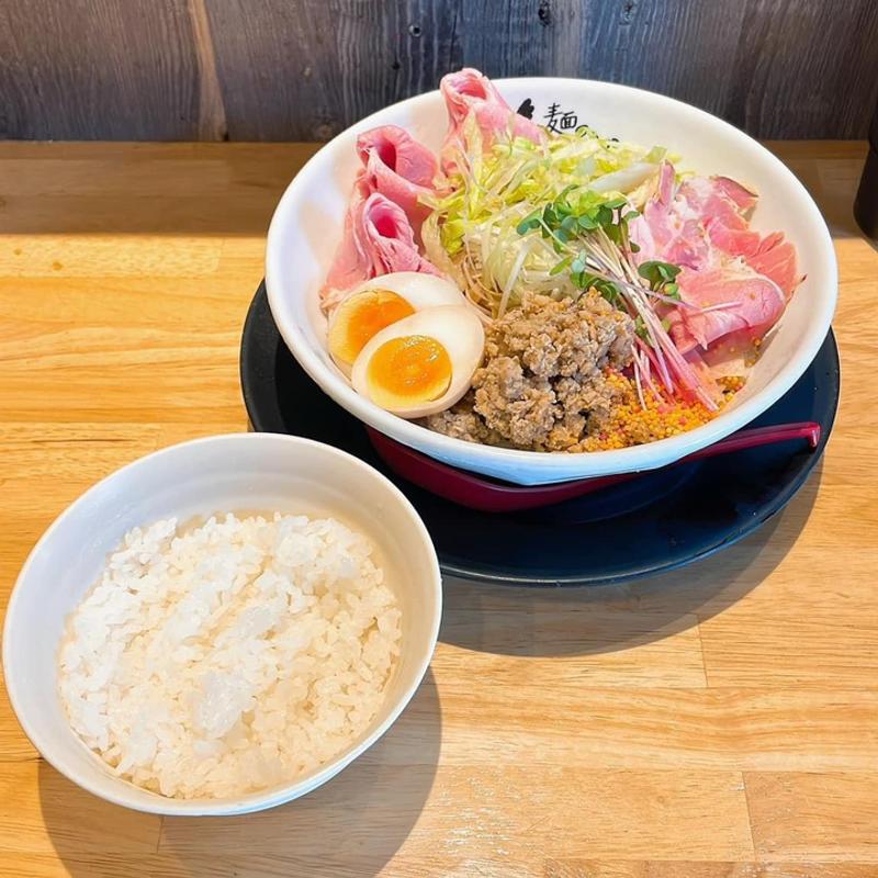 冷やし坦々まぜそば パンチャーシュー半たまご 白ごはん(麺のようじ)