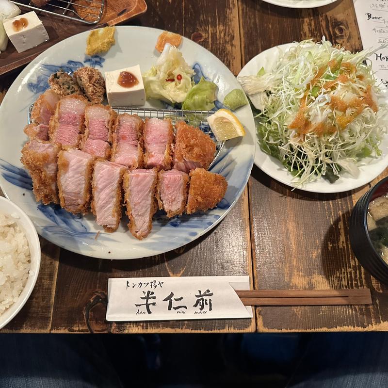特上リブロース定食(トンカツ揚ヤ 半仁前)