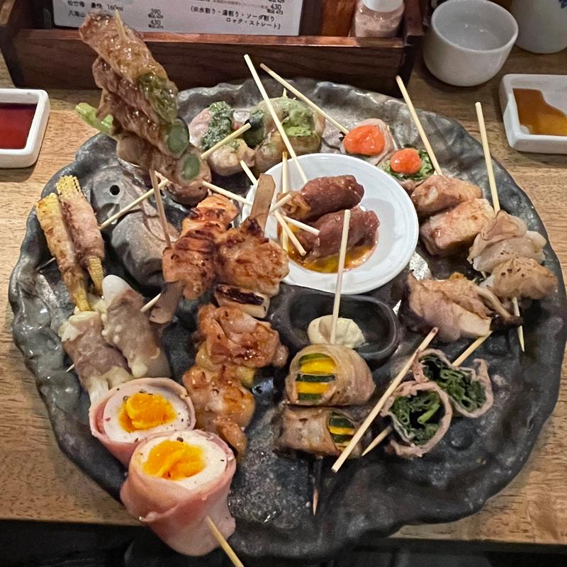 ぐるり全串盛（全16串）(野菜肉巻き串 ぐるり 福島)