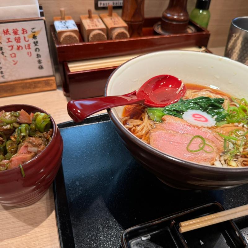 鴨そば　鴨わさび丼(銀座鴨そば 九代目けいすけ)