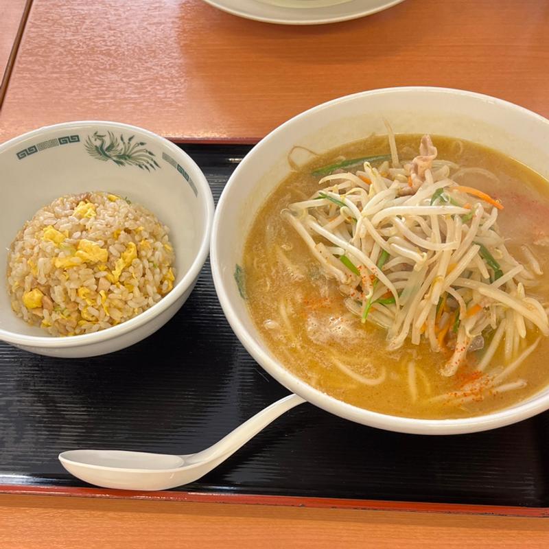 味噌ラーメンと半チャーハンセット(日高屋 小田急マルシェ伊勢原店)