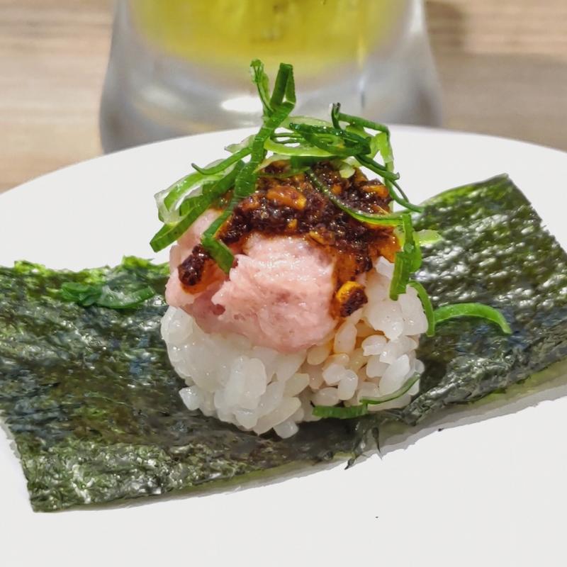 ねぎとろ ザク旨ラー油包み(かっぱ寿司 上大岡ミオカ店)