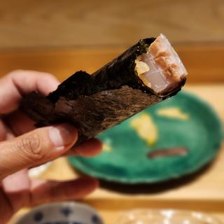 太刀魚 海ぶどう 有明産一番摘み海苔(鮨処 池上)