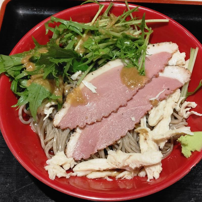 合鴨ロースと蒸し鶏と水菜のそば(名代 富士そば 川崎西口店)