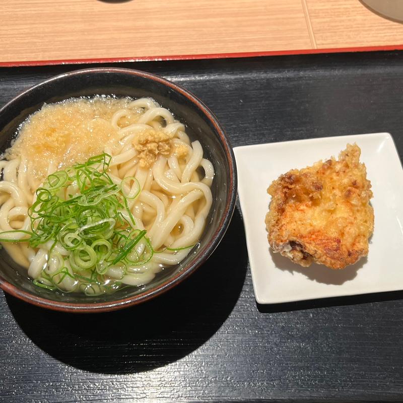 かけうどん中＋かしわ天(讃岐うどん般若林IMP店)