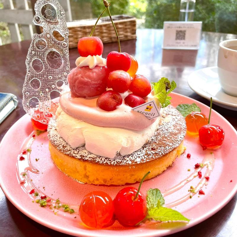 佐藤錦さくらんぼパンケーキ(カフェ アクイーユ 恵比寿)