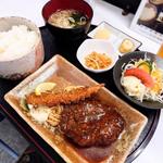 海老フライとハンバーグ盛り合わせ