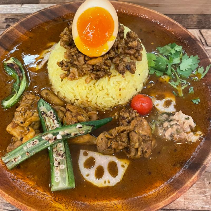 チキンカレー&鶏油100%鶏キーマ(大名カレー中村屋)