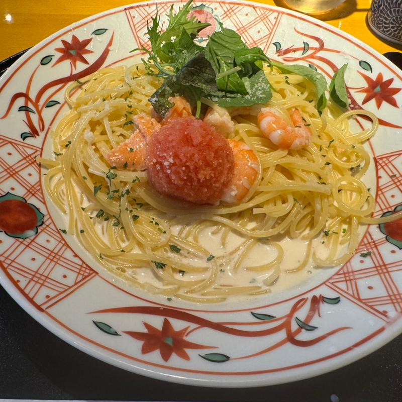 エビとサーモンと明太子のクリームソーススパゲッティー(洋麺屋五右衛門 西新宿店)