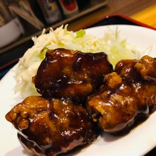 鶏の唐揚げ黒酢ソース_刺身定食(ずぼらや四季)