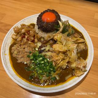 キーマカレー辛口 ライス小 / 豚ハーフ キャベツアチャール チーズ / 納豆 新玉ねぎアチャール 長ネギアチャール(吉田カレー  )