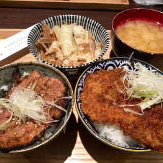 小どんぶり3種セット(わらじカツ、豚みそ、しゃくし菜かて飯)(秩父名物と小丼ぶり ちんばた 秩父駅前店)