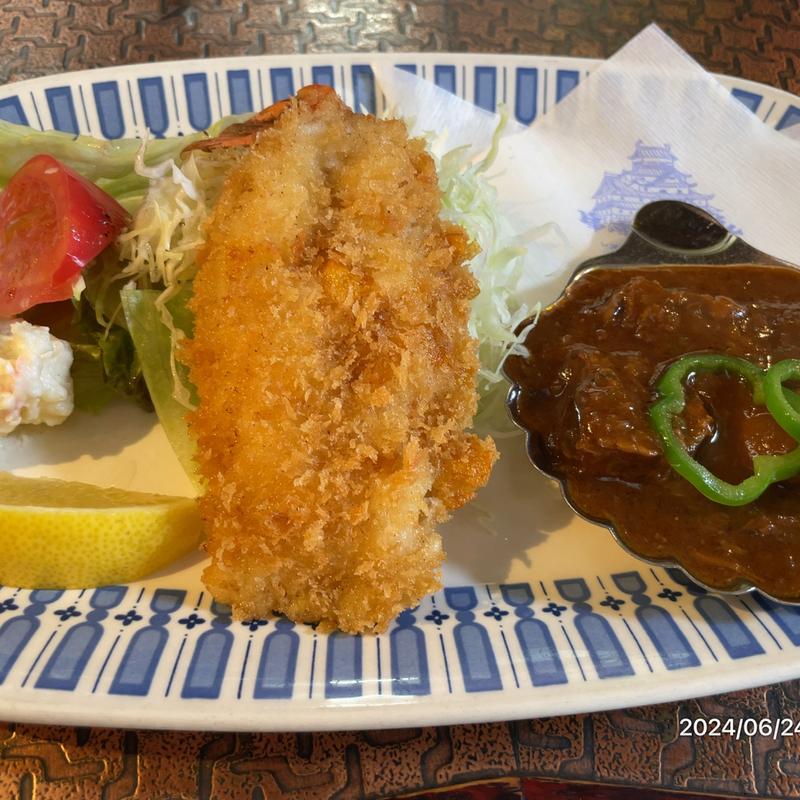 タンシチュウとエビフライ　ランチメニュー(レストラン 西洋軒 （セイヨウケン）)