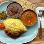 チキンカレーとシーフードトマトカレーのセット
