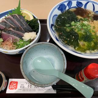 中日ラーメンとミニタタキ丼(市場レストラン 西村商店)