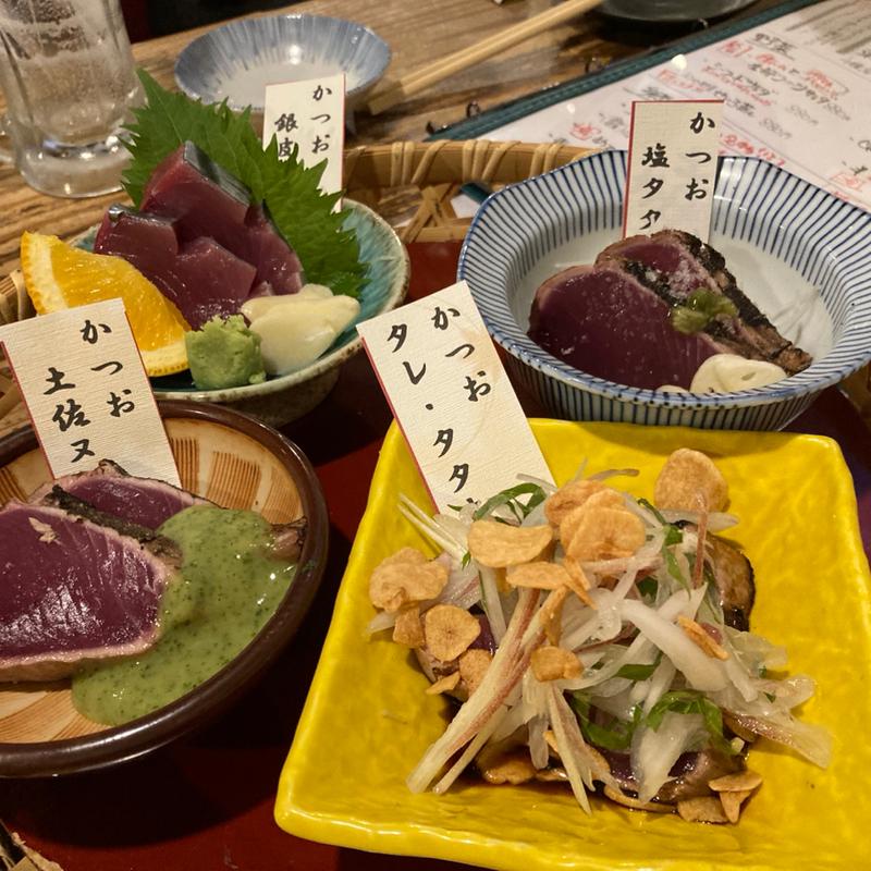 鰹の四種盛り(酒蔵居酒屋 堀川)