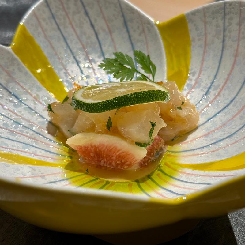 鬼カサゴのタルタル ゆずのソース(洋仏和膳いとう)