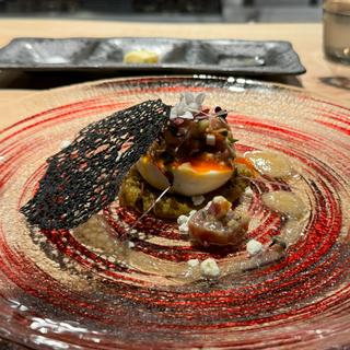 中トロとハヶ岳卵 ボッタルガ風味(洋仏和膳いとう)