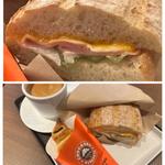 サンマルクホットサンド・ハムチーズ、チョコクロ、ブレンドコーヒー(サンマルクカフェ 小田急マルシェ大和店)