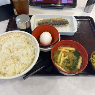 さばたまかけ朝食　ご飯大盛(すき家 高津野川店)