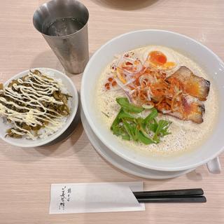 シビカラ鶏白湯と高菜マヨごはん(鶏そば 美な味)