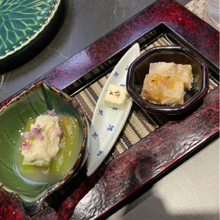 前菜 九重 チーズ 茄子湯葉(鮨 無垢)