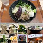 冷し揚げなすおろしそば大盛にゆで玉子(梅もと 中野店)