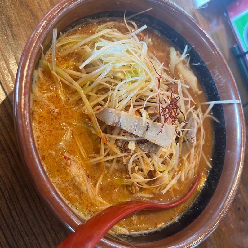 北海道　辛味噌ラーメン　辛ネギ肉トッピング(蔵出し味噌 麺屋竹田 篠ノ井店)