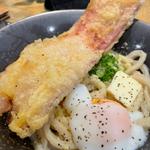 釜バターしょう醤油うどん　ベーコン天(山下本気うどん)