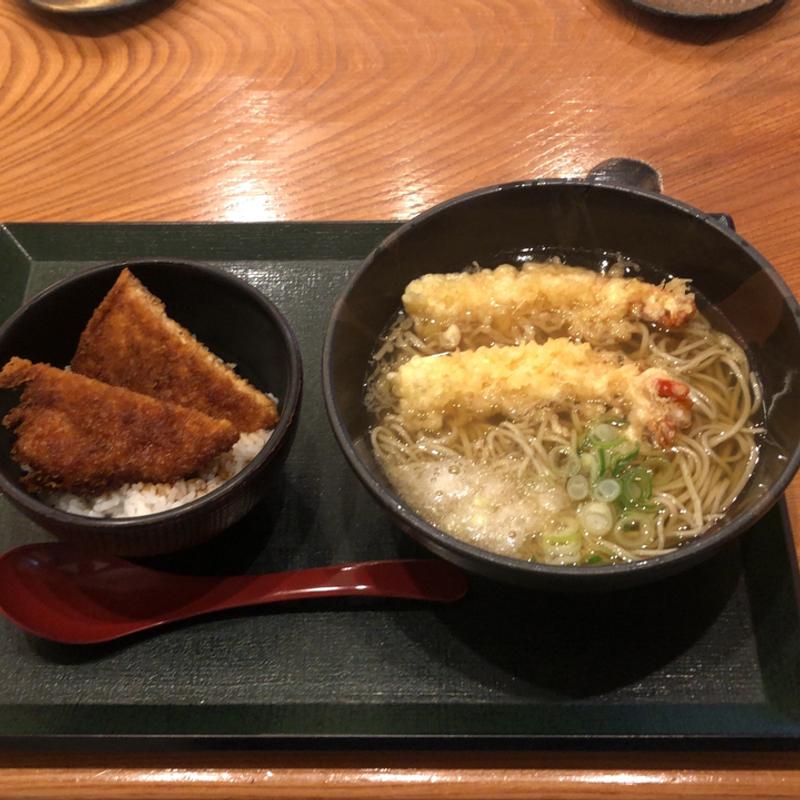 天ぷらそばかつセット(丸岡二八そば 大宮亭 （まるおかにはちそば おおみやてい）)