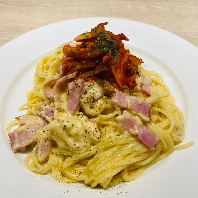 ベーコンとたまごとキムチ(スパザウルス - パスタ)