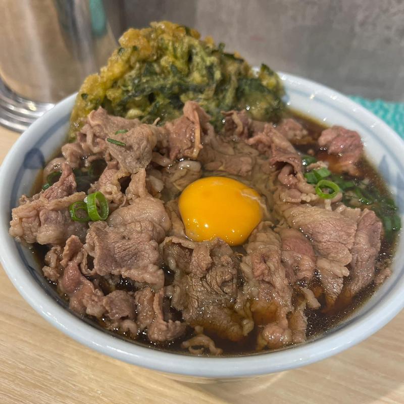 牛バラ玉そば 春菊天(豊はる)