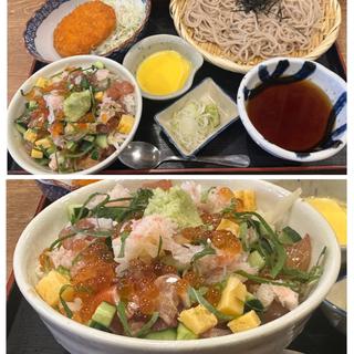 そばセット (バラチラシ丼・コロッケ)(磯丸水産 大和店)