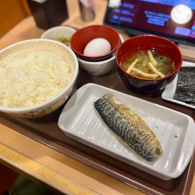 塩さばたまかけ朝食(すき家 札幌ポールタウン店)
