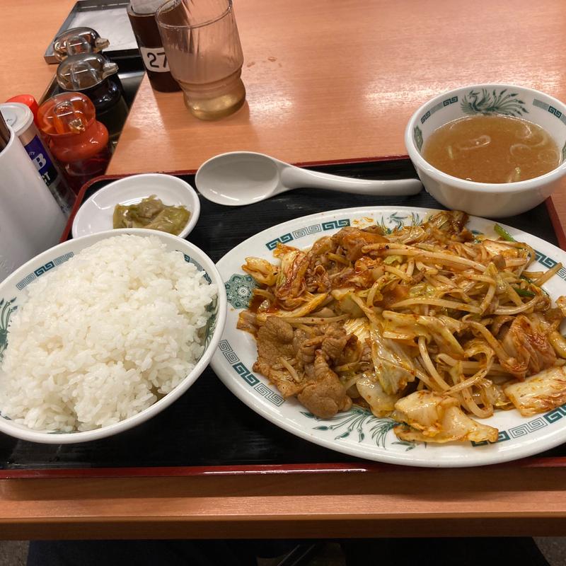 バクダン炒め定食 ライス大盛(日高屋 小田急マルシェ永山店 )