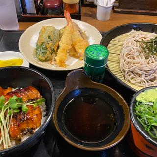 ミニうな丼と天ぷらとざる蕎麦のセット(手延べうどん きねや)