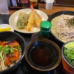 ミニうな丼と天ぷらとざる蕎麦のセット(手延べうどん きねや)